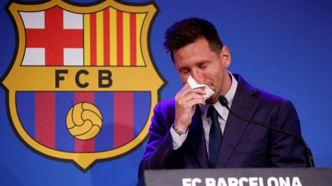 Messi crying to leave Barcelona