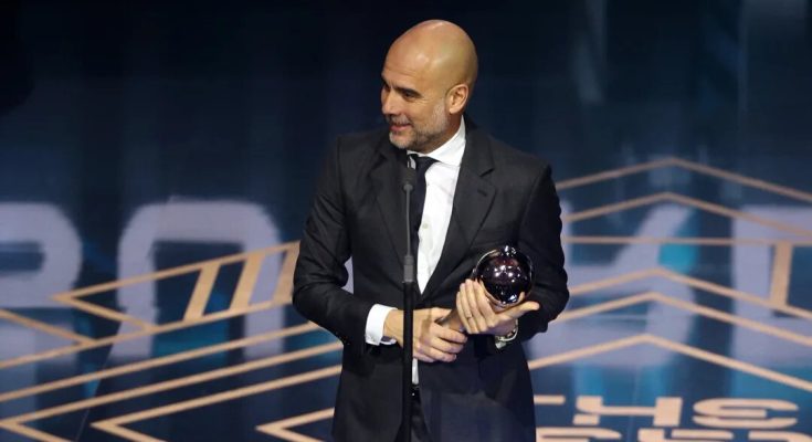 Guardiola won FIFA's men's coach award for the first time